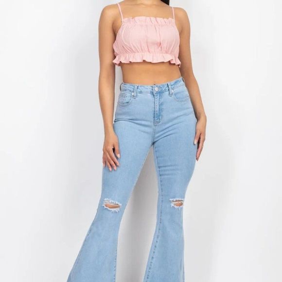 Ruffled Sleeveless Crop Top - Crop top - Top - Blouse - Summer top - Picture 4 of 5